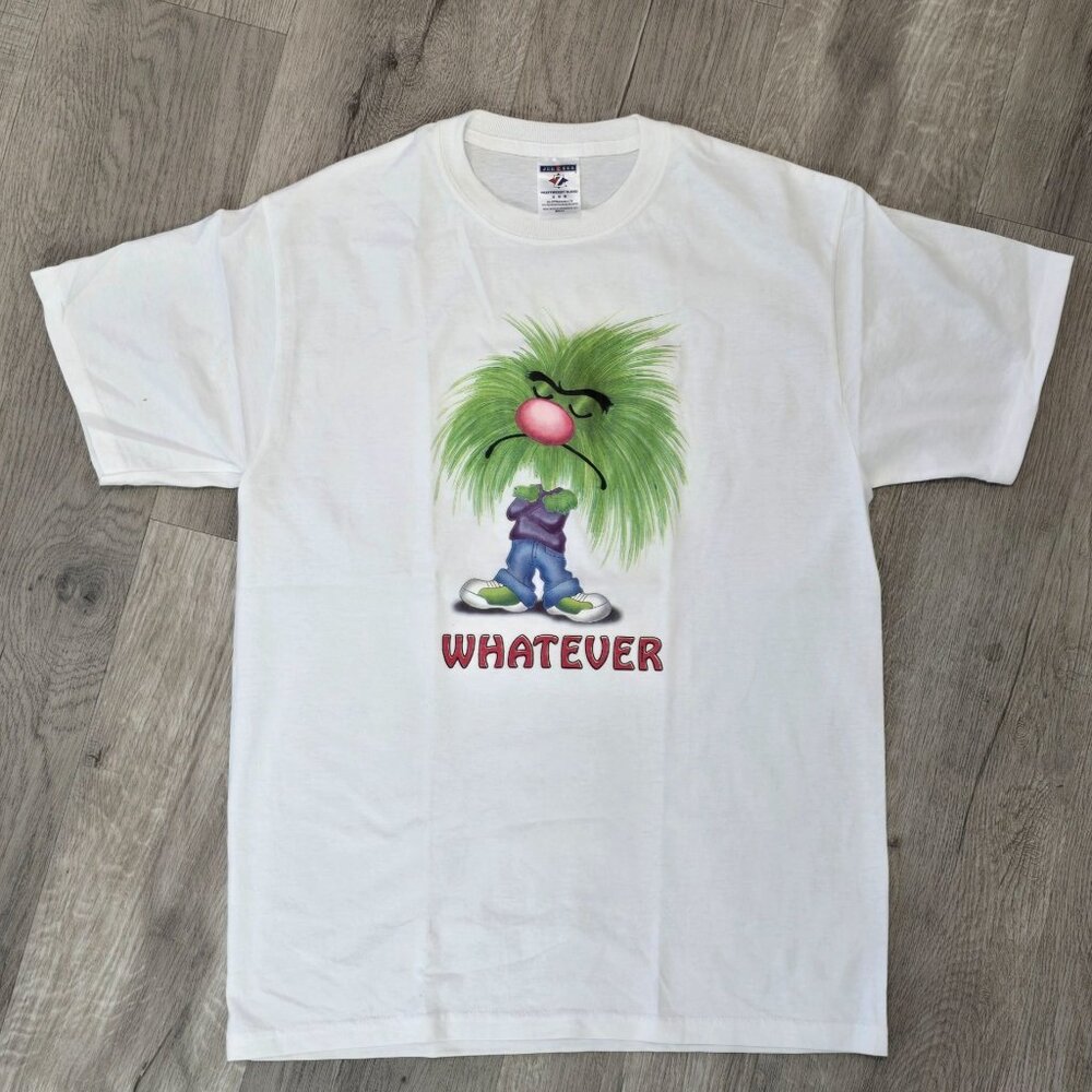 Jerzees Heavyweight Blend "Whatever" Graphic Tee White M funny cute weird